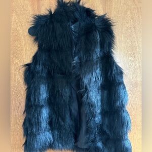 BCBG generation black faux fur vest
